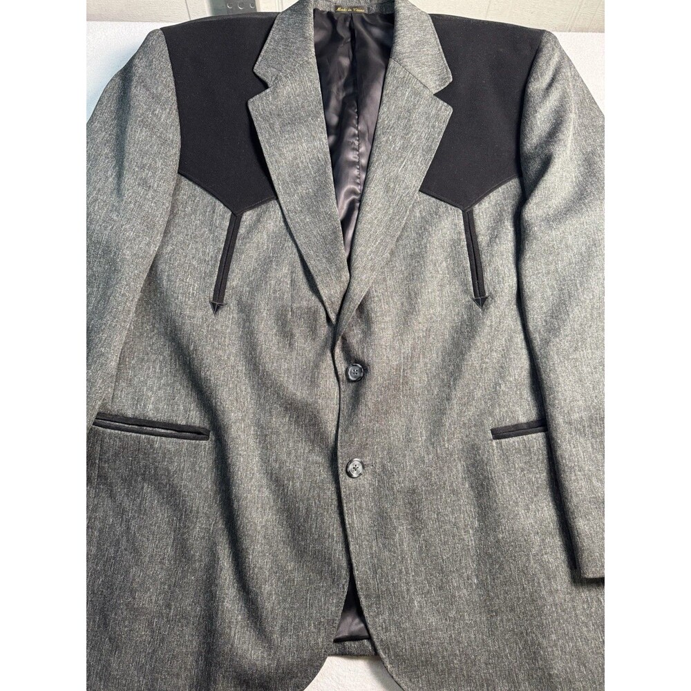 Circle S Western Yolk Boise Suit Coat Gray Black Mens 48R
